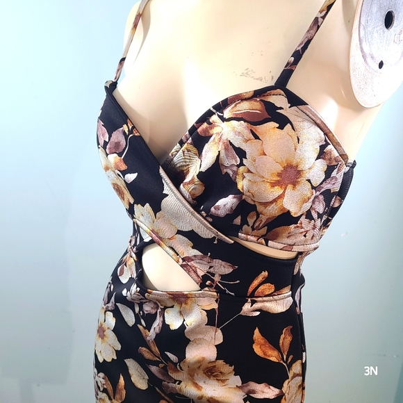 AKIRA Black & Gold Cutout Midi Dress, M - Picture 6 of 10